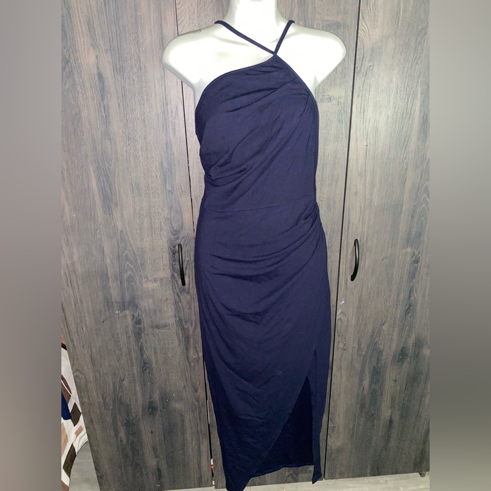 Elegant Navy Blue Strapless Dress size M